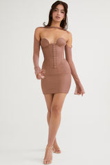 Mayara Mocha Structured Corset Mini Dress