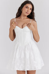 Nerissa White Jacquard Corset Mini Dress