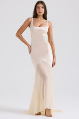 Vittoria Champagne Chiffon Floor Length Gown