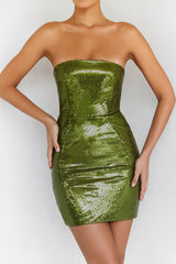 Mistress Rocks Bright Olive Sequin Strapless Mini Dress - SALE