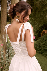 Hattie White Pin Tuck Cotton Midi Sundress