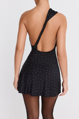 Mistress Rocks Black Crystallised Twist Back Mini Dress - SALE
