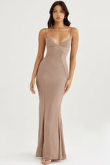 Loren Latte Corset Maxi Dress