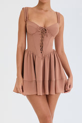 Mistress Rocks Cinnamon Lace Up Mini Dress - SALE