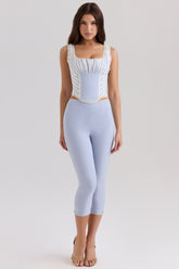Carella Blue Stretch Twill Fitted Capri Trousers