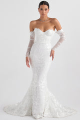 Isabelle White Lace Long Sleeve Bridal Gown