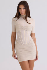 Sorrel Cafe Au Lait Semi Sheer Mini Dress