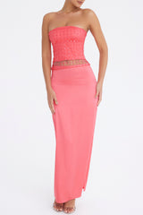 Mistress Rocks Coral High Split Maxi Skirt - SALE