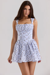 Ophelia Blue Floral Print Cotton Mini Dress With Bloomers