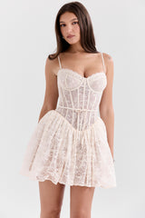 Louisa Vintage Cream Lace Mini Dress