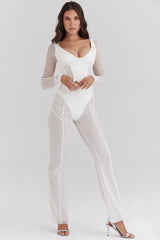 Avalon White Mesh High Waist Trousers