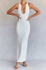 Eleanora Ivory Plunge Maxi Dress
