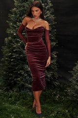 Leora Mulberry Strapless Midi Dress