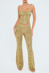 Mistress Rocks Olive Print Trousers - SALE