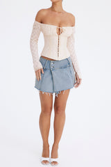 Mistress Rocks Stonewash Denim Mini Skirt - SALE