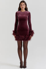Lavinia Mulberry Velvet Mini Dress