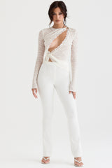 Leala Ivory Floral Lace Trim Top