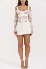 Mistress Rocks Vanilla Lace Corset Mini Dress - SALE
