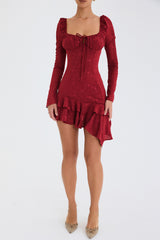 Mistress Rocks Merlot Embroidered Mini Dress - SALE