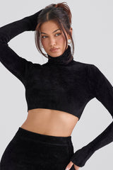 Suri Black Chenille Cropped Top - SALE