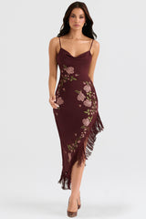Eloisa Wine Embroidered Midi Dress