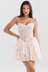 Louisa Vintage Cream Lace Mini Dress