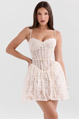 Louisa Vintage Cream Lace Mini Dress