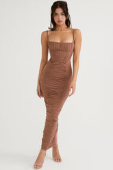 Lilian Mocha Corset Maxi Dress