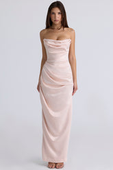 Adrienne Champagne Satin Strapless Gown
