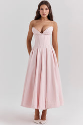Lady Ballerina Pink Strapless Midi Dress