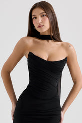 Hallie Black Strapless Corset with Neck Scarf