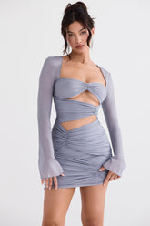 Camille Dove Grey Real Silk Mini Dress