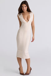 The Super Plunge Vanilla Bandage Midi Dress