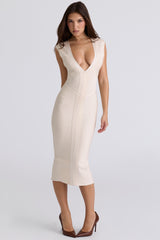 The Super Plunge Vanilla Bandage Midi Dress