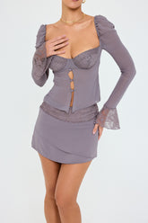 Mistress Rocks Slate Layered Mini Skirt - SALE