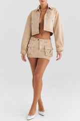 Mistress Rocks Camel Denim Cargo Skirt - SALE