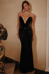 Vienne Black Velvet Deep Plunge Maxi Gown - Limited Edition