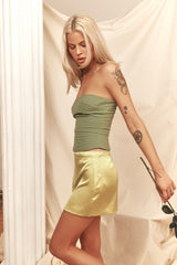 Mistress Rocks Pear Satin Mini Skirt - SALE