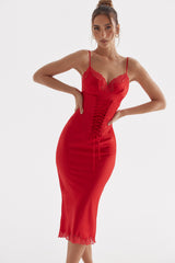 Salma Red Rose Satin Slip Dress