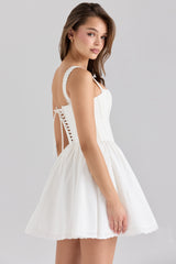 Ami White Stretch Cotton Corset Mini Dress