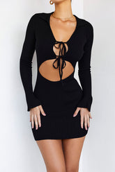 ClemencyMistress Rocks Black Ribbed Knit Mini Dress - SALE