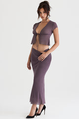Dyana Dark Mauve Bias Cut Maxi Skirt