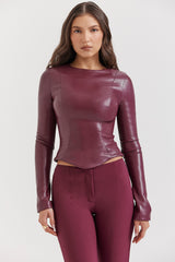 Mylah Wine Vegan Leather Top