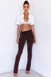 ParagonMistress Rocks Chocolate Jersey Twist Front Trousers - SALE