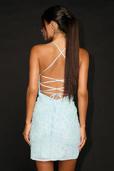 Keep Glowing Mint Blue Sequin Lace-Up Bodycon Mini Dress Lulus