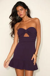 Briar Dark Purple Strapless Cutout Mini Dress