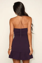 Briar Dark Purple Strapless Cutout Mini Dress