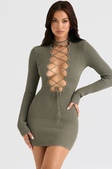 Jada Artichoke Knit Lace Up Dress