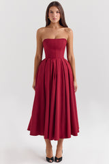 Pandora Berry Strapless Detachable Bow Midi Dress