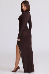 Anais Chocolat Thigh Split Maxi Dress